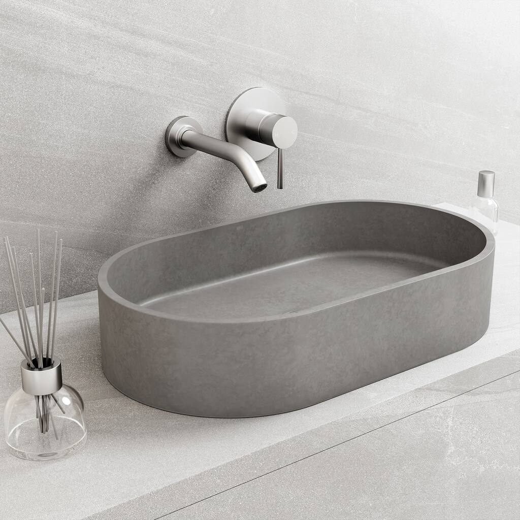 Vigo Concreto Stone 23-5/8" Oval Concreto Stone Vessel Bathroom Sink