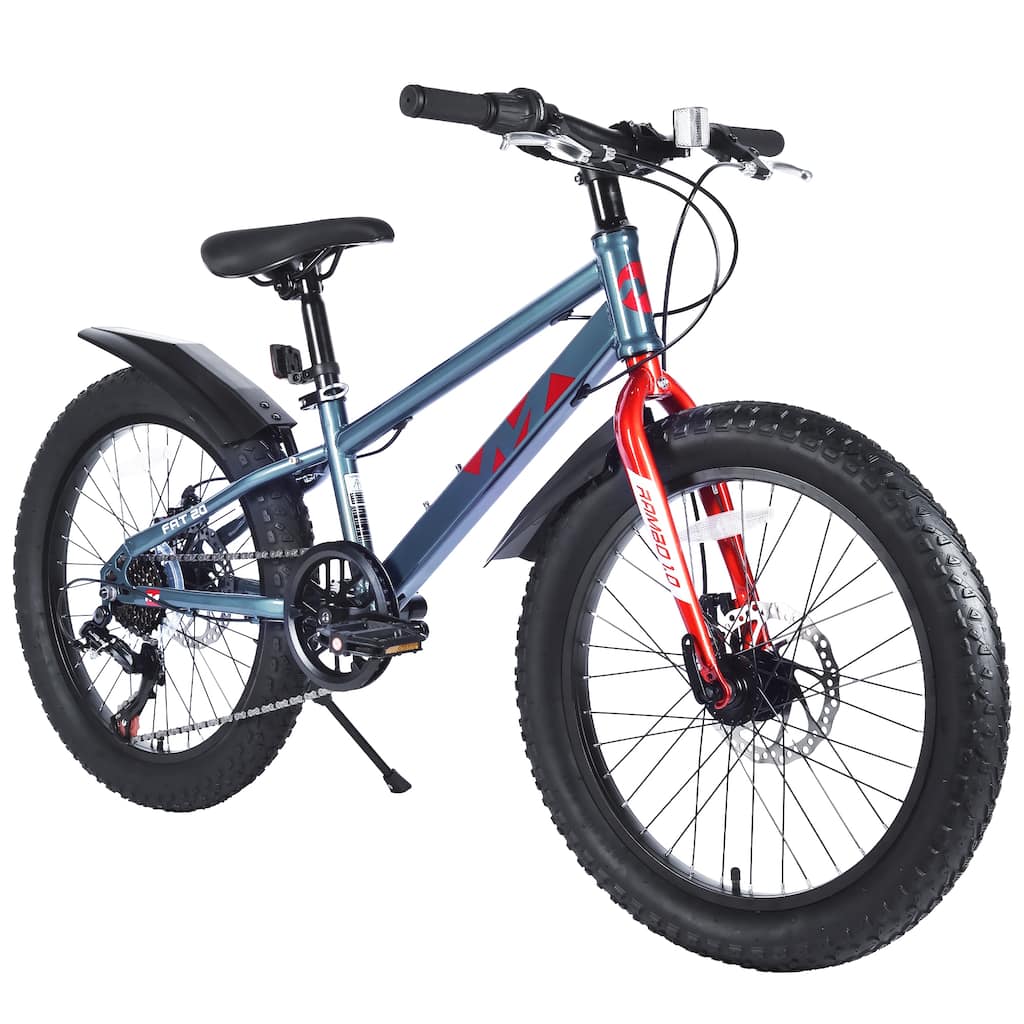 20 Inch Kids Bicycles, Fat Tire Mountain Bike for Boys and Girls Age 5 + Years ,Dual-Disc Brake,Shimano 7-Speed