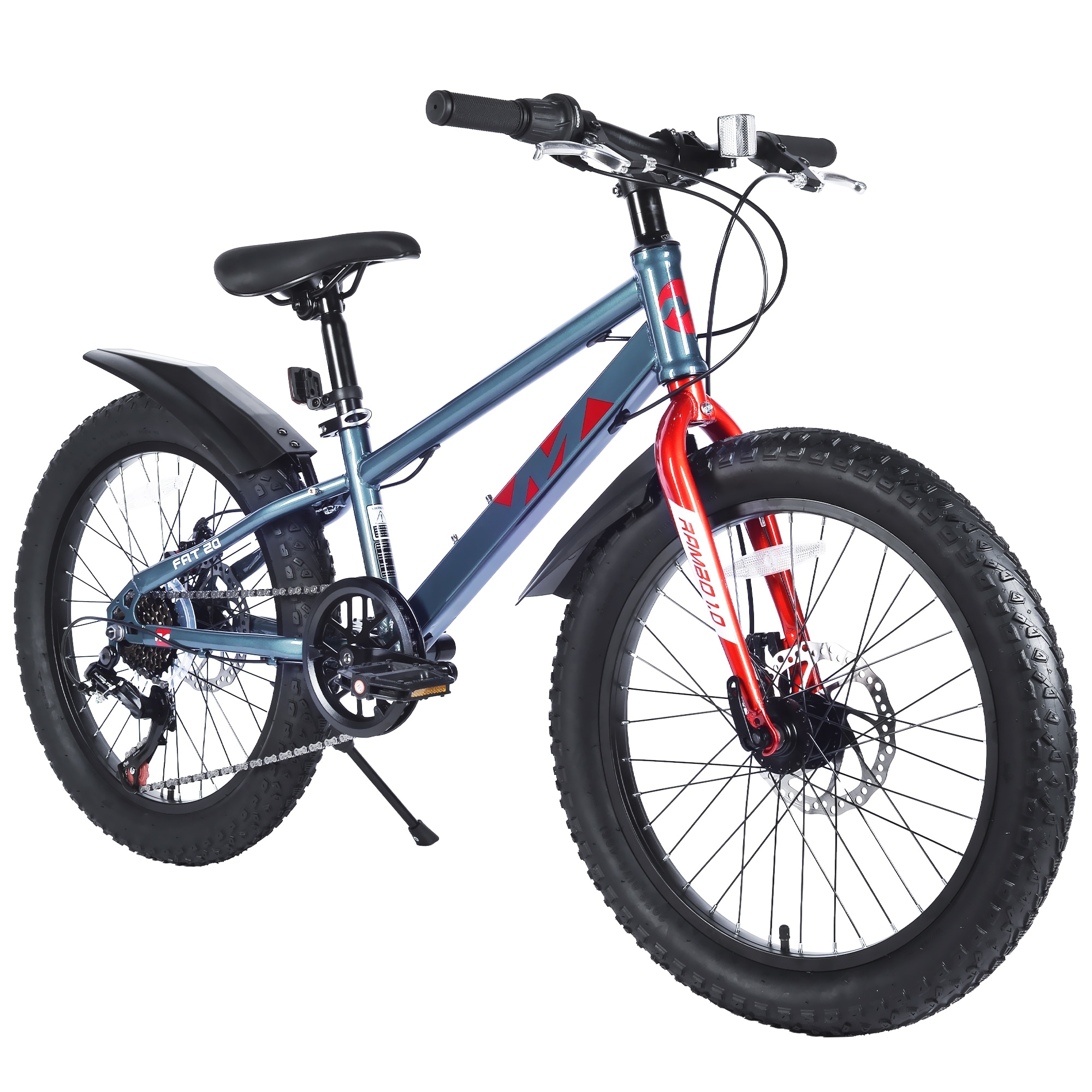 20-Inch Kids Mountain Bike, Fat Tires, Shimano 7-Speed, Dual-Disc Brakes, for Boys and Girls, Ages 5+