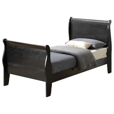 Black Twin Bed with Classic Transitional Design, Sleek Finish and Sturdy Build for Kids' or Guest Room Comfort