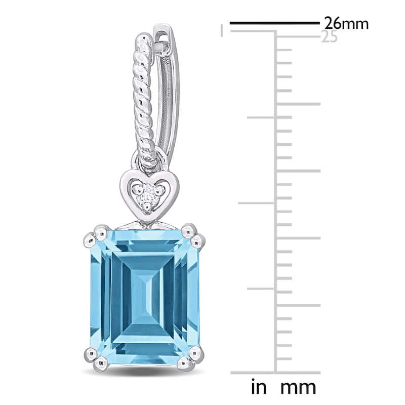 Miadora 8 1/4ct TGW Octagon-Cut Sky Blue and White Topaz Heart Earrings Sterling Silver