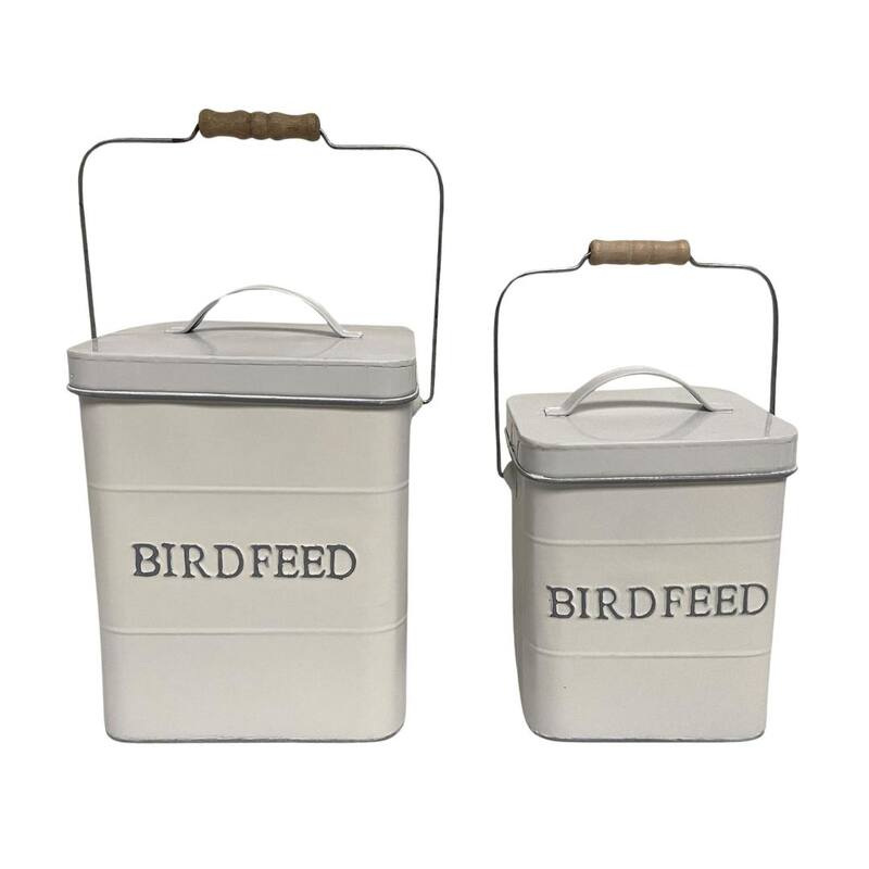 Transpac Metal Birdfeed Containers Set of 2 Home Decorations Spring