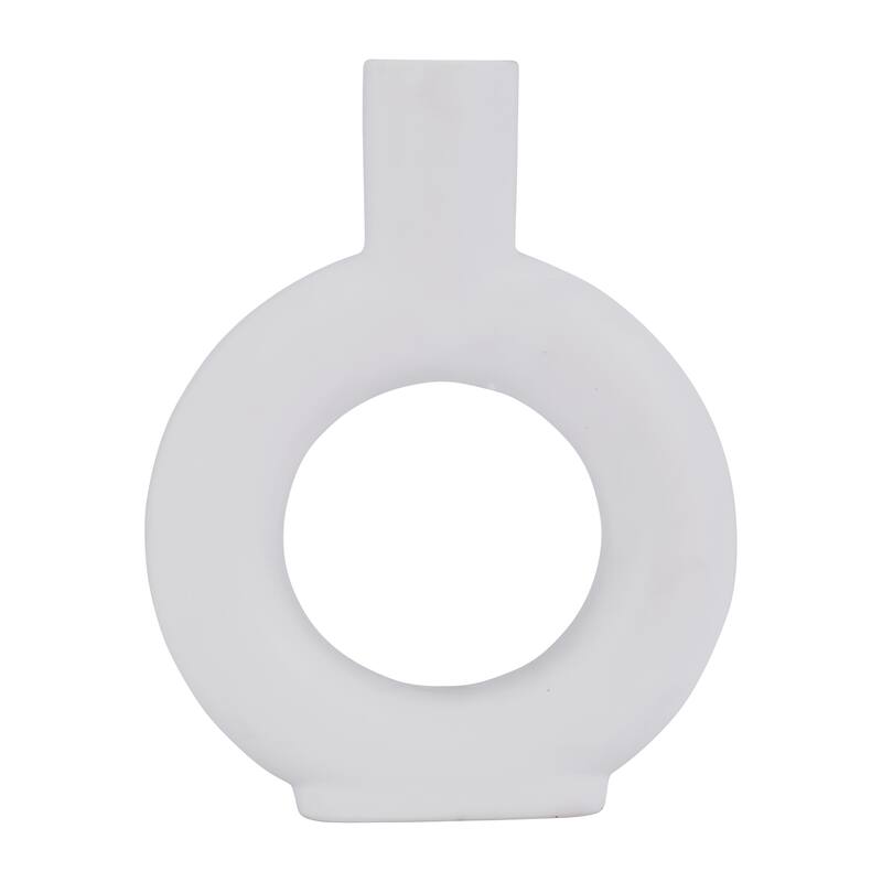 Sagebrook Home Neutral Modern Ceramic Table Accent Round Cut-Out Vase