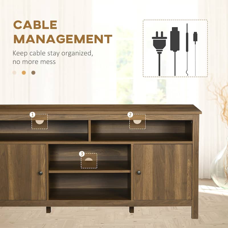 HOMCOM 65 Inch TV Stand with Storage, Media Cabinet TV Entertainment Center with Wooden Shelves and Doors for Living Room