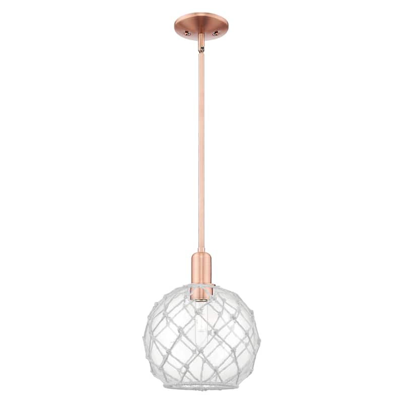 Innovations Lighting Endless Possibilities Arcadia - Farmhouse Rope - 1 Light 10" Stem Hung Mini Pendant - Clear Glass with White Rope/Antique Copper