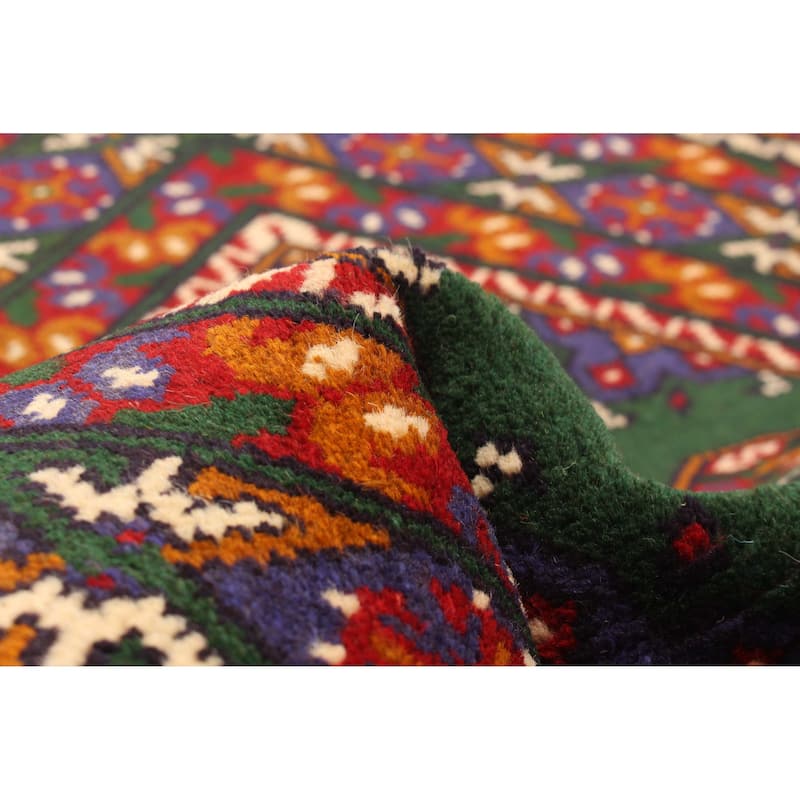 ECARPETGALLERY Hand-knotted Afghan Green Wool Rug - 3'5 x 4'8