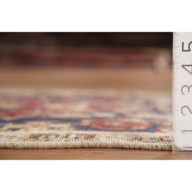 Hand Knotted Oriental 100% Wool Carpet Traditional Medallion Navy Blue & Blues Tabriz Area Rug - 4' 9'' X 3' 0''