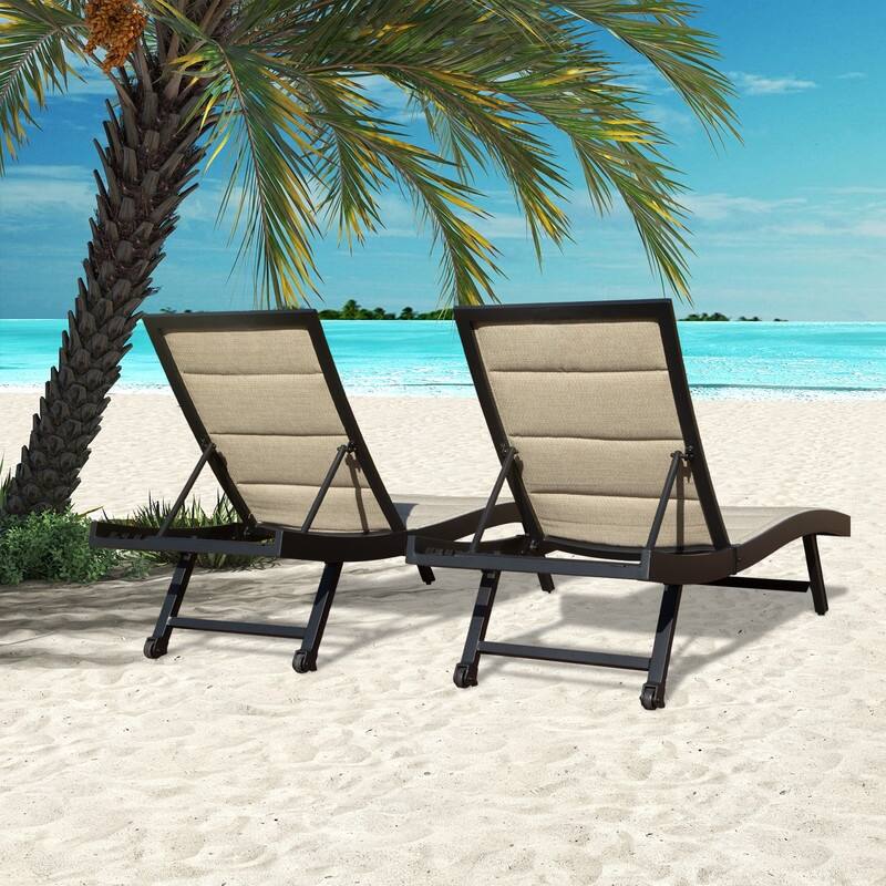 Domi Patio Chaise Lounge Set of 2, Outdoor Lounge Chairs, Aluminum Textilene Pool Lounger