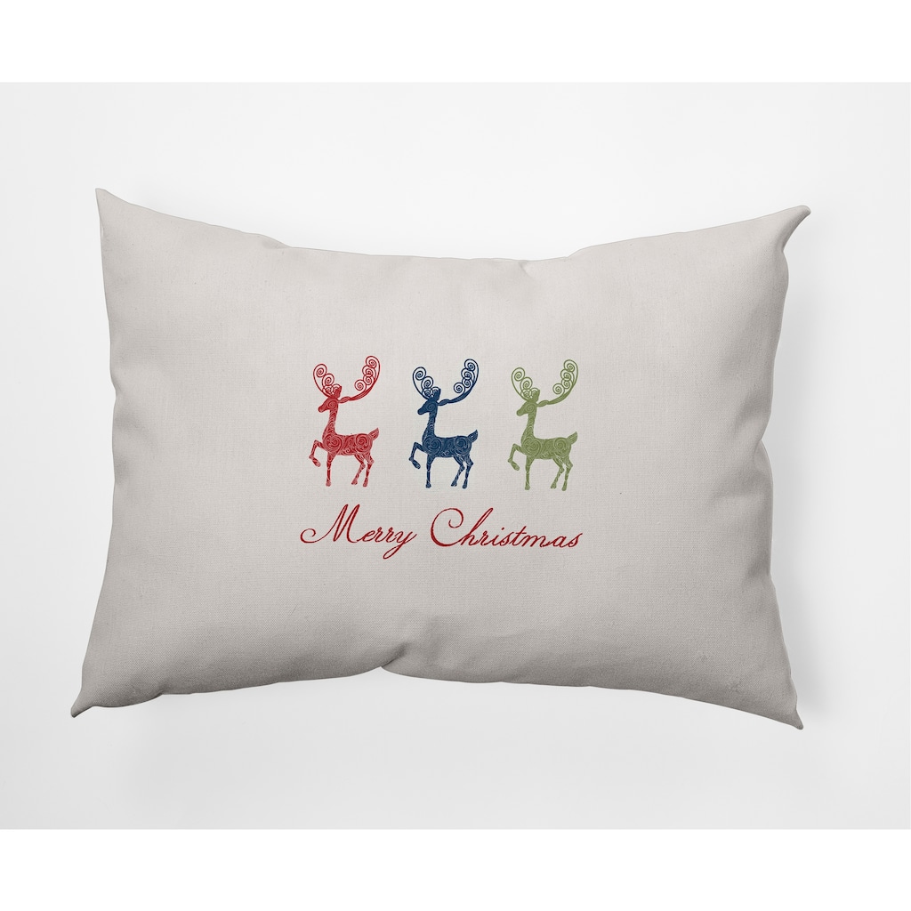 Merry Christmas Reindeer Decorative Throw Pillow