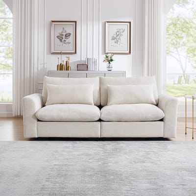 86.6" Corduroy Sofa - Modular L-Shape/U-Shape Couch with Deep Seats for Living Room/Office