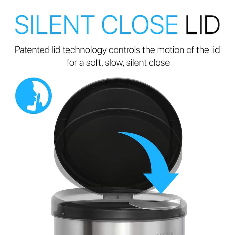 happimess Oscar Round 8-Gallon Step-Open Trash Can with FREE Mini Trash Can, Stainless Steel/Black