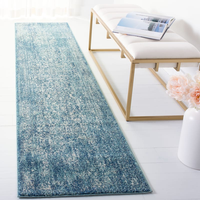 SAFAVIEH Evoke Quinn Vintage Distressed Rug - 2'2" x 9' Runner - Blue/Ivory - Runner