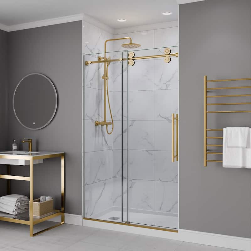ANZZI Series 44 to 48 in. x 76 in. Frameless Shower Door with Sliding with Tsunami Guard Tempered Clear Glass