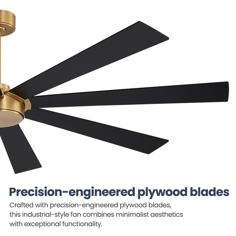 MLiAN 8-Plywood Double-Sided Blades Indoor Standard Black Ceiling Fan with Remote Down-Rod Mount