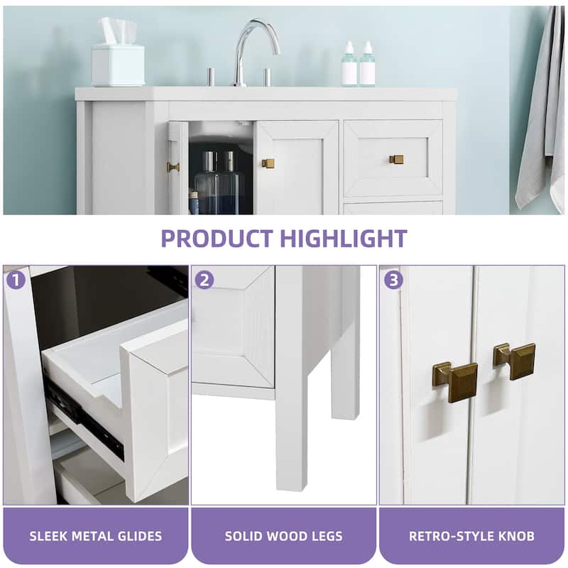 Moasis 36"/42" Bathroom Vanity with Sink Set and 2 Soft-Closing Doors & 3 Drawers