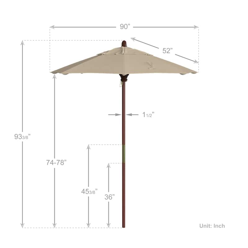 Port Lavaca 7.5ft Round Wood Umbrella by Havenside Home, Base Not Included