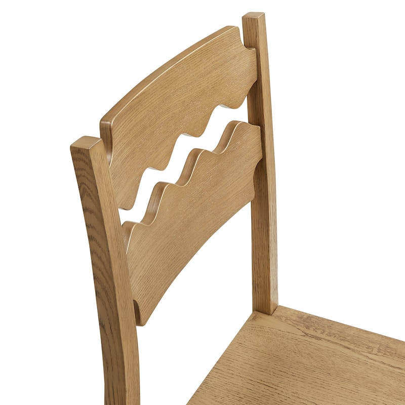 Jax Oak Wood Bar Stool With Wavy Razor Back