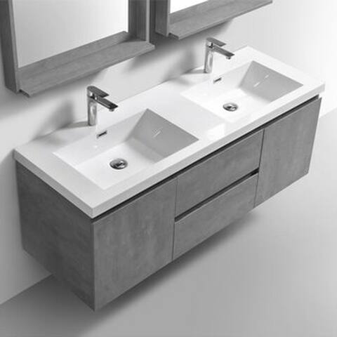 Alma-Pre 60 inch Double Sink Wall Mount Vanity