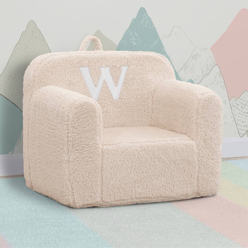 Personalized Monogram Cozee Sherpa Chair - Customize with Letter W - Foam Kids Chair for Ages 18 Months and Up