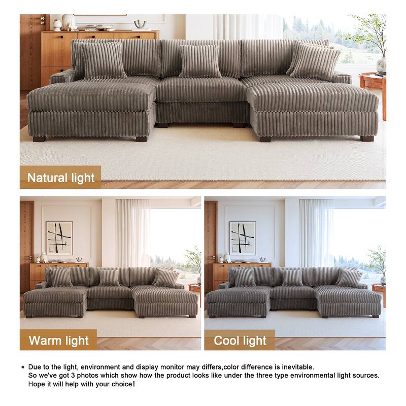 118.4"W Plush Modular Sectional Sofa with Pillows