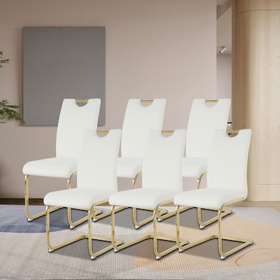 Classic Set of 6 PU Upholstered Dining Chairs - N/A