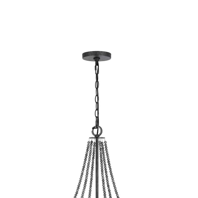 Tura 30 Inch Chandelier, Classic Chrome Beaded Candelabra Design