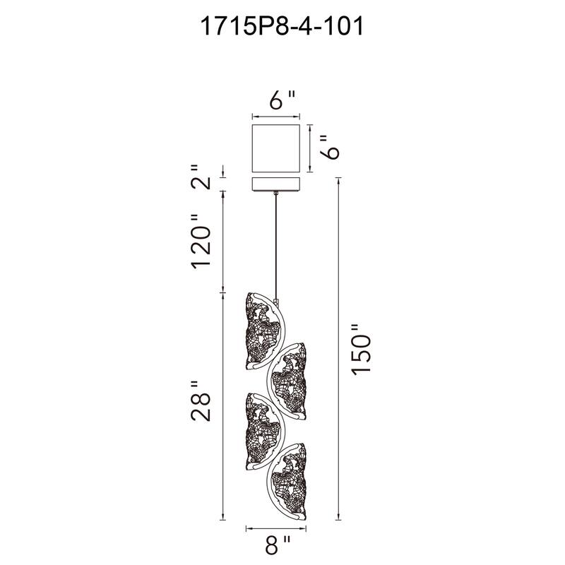 Moon Integrated LED 8in Black Mini Pendant with Handcrafted Glass