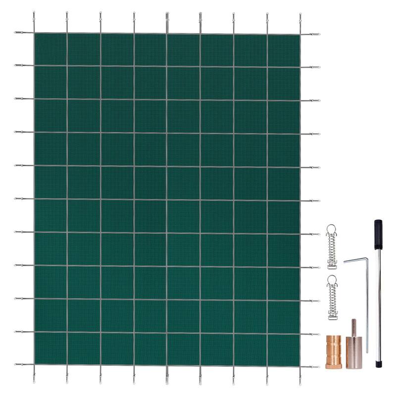 Rectangular Inground Pool Cover Mesh Winter Safety Cover Green