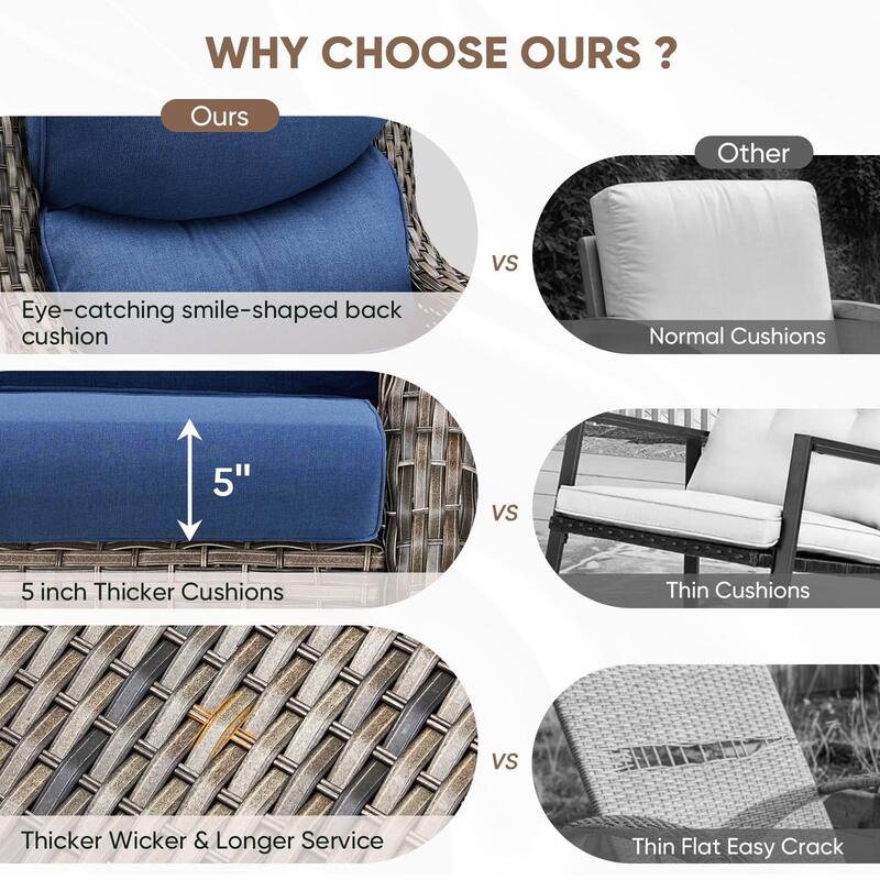 Outdoor Swivel Glider Chair Patio Chairs with 5-Inch Thick Cushions