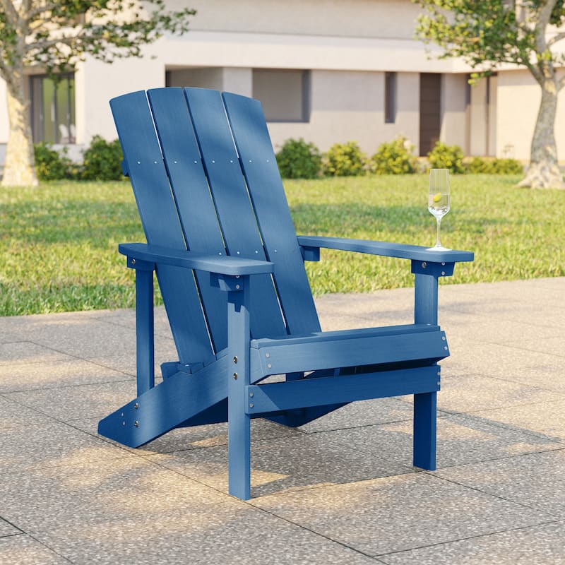 Bonosuki Outdoor HIPS Weather-Resistant Plastic Adirondack Chairs - Navy Blue