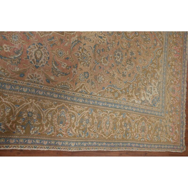 Hand Knotted Oriental 100% Wool Carpet Traditional Floral Oranges & Rust Kashan Area Rug - 9' 11'' X 6' 3''