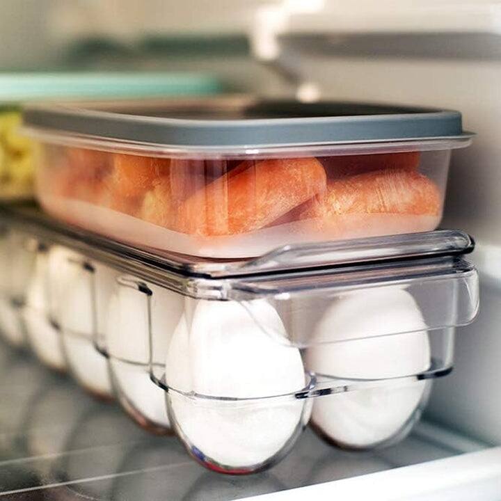 Home Basics Egg Holder with Clear Cover, Holds 14 Eggs, 14.5x4.75x3 Inches - 14.5x4.75x3 Inches