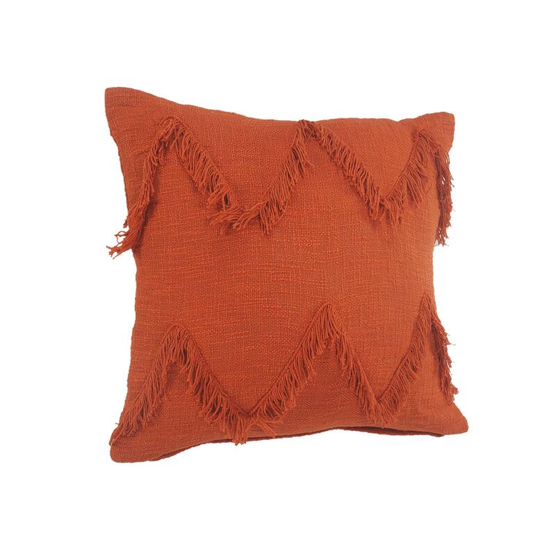 20" Red and Orange Handmade Chevron Square Throw Pillow