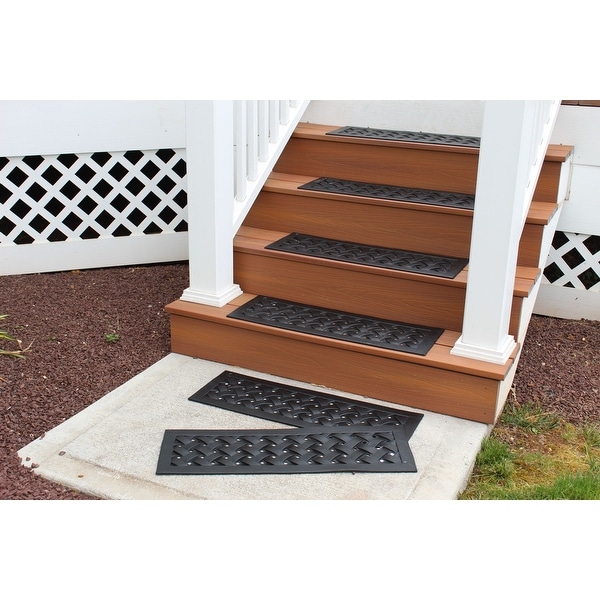 Rubber-Cal Regal 1 X 3 (ft) Rubber Black Indoor/Outdoor Stair Tread Rug in  the Rugs department at