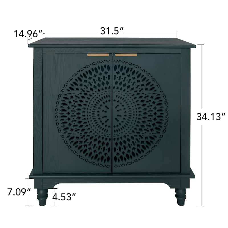 Sideboard Buffet Cabinet, Storage Cabinet with Carved Hollow Pattern, Accent Cabinet with Adjustable Shelf