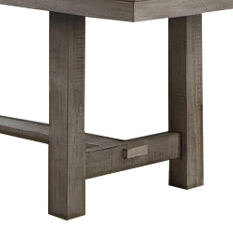 Genu 66-84 Inch Extendable Dining Table, Trestle Base, Gray Solid Wood