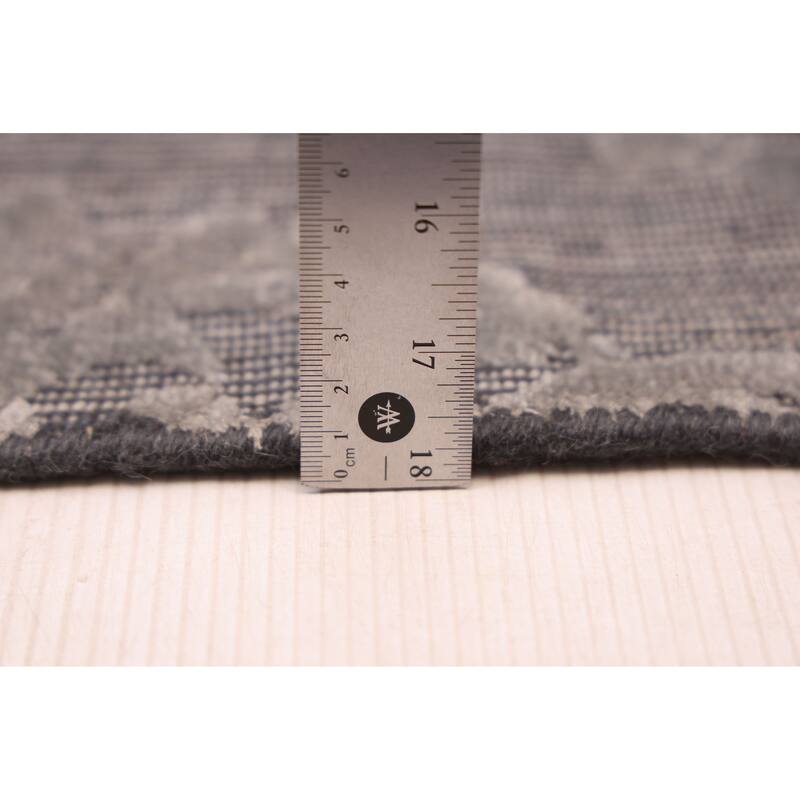 ECARPETGALLERY Hand Loomed Elysian Dark Grey Viscose, Wool Rug - 8'4 x 11'7