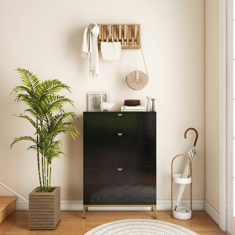 Shoe cabinet for 24 pairs of shoes - Black