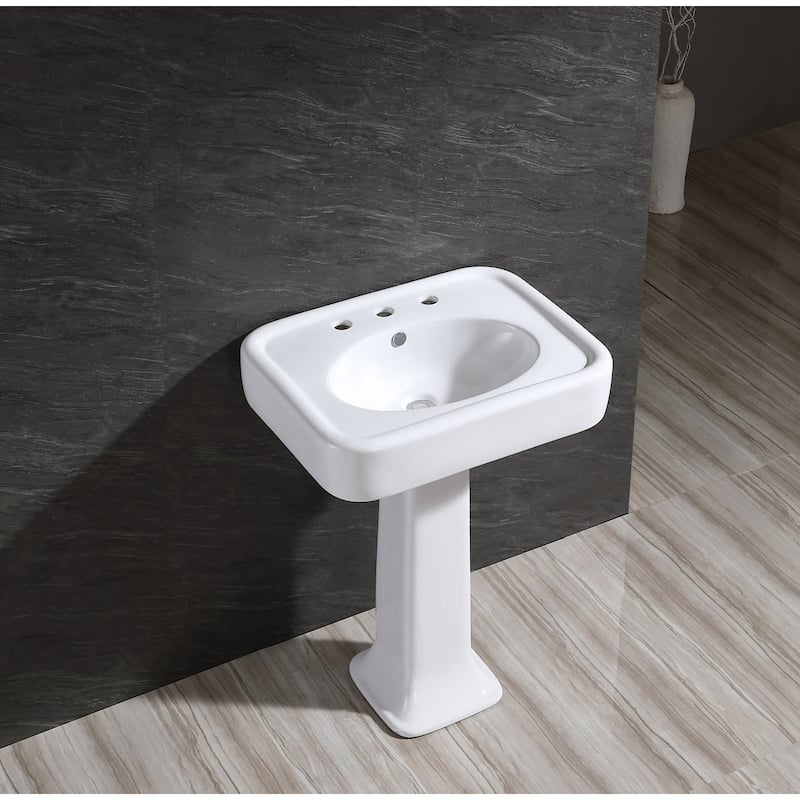 Kingston Brass Robert 25-9/16" Rectangular Porcelain Pedestal Bathroom