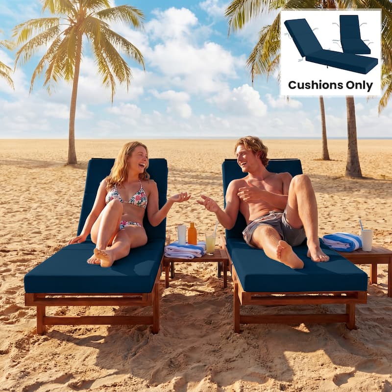 Outsunny Chaise Lounge Cushion, 4" Thick Outdoor Lounge Chair Cushions with Non-Slip Ties