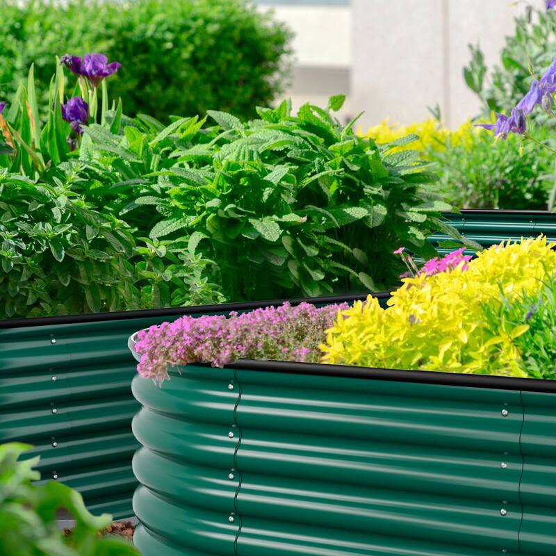 VEIKOUS 9-in-1 Modular Galvanized Metal Raised Garden Bed Kit for Outdoor Planters