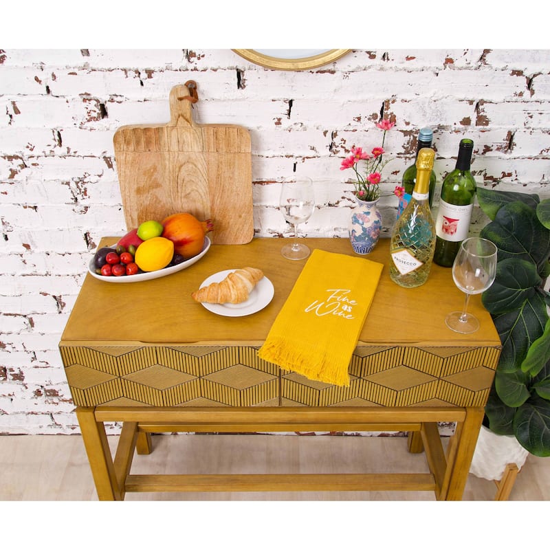 Fine As Wine Embroidered Waffle Weave Cotton Decorative Kitchen Dishtowel