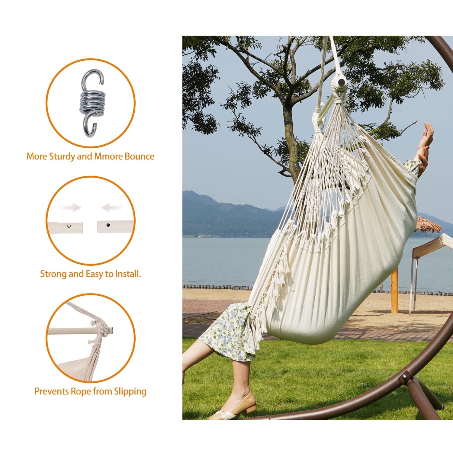 Hammock Chair Hammock Rope Kit Hammock Hanging Kit, Spring For