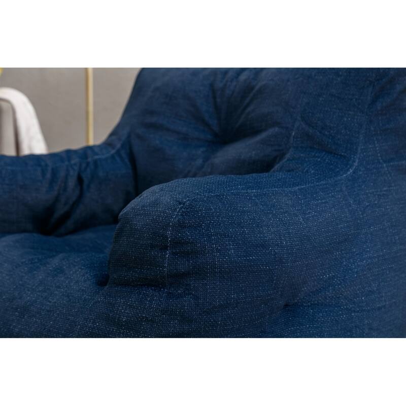 Ivory Soft Velvet Bean Bag Chair with Memory Foam Filling