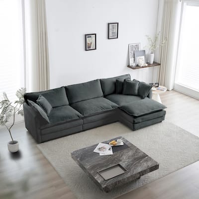 Free Combination Modular L-Shaped Sectional Sofa with Reversible Ottoman