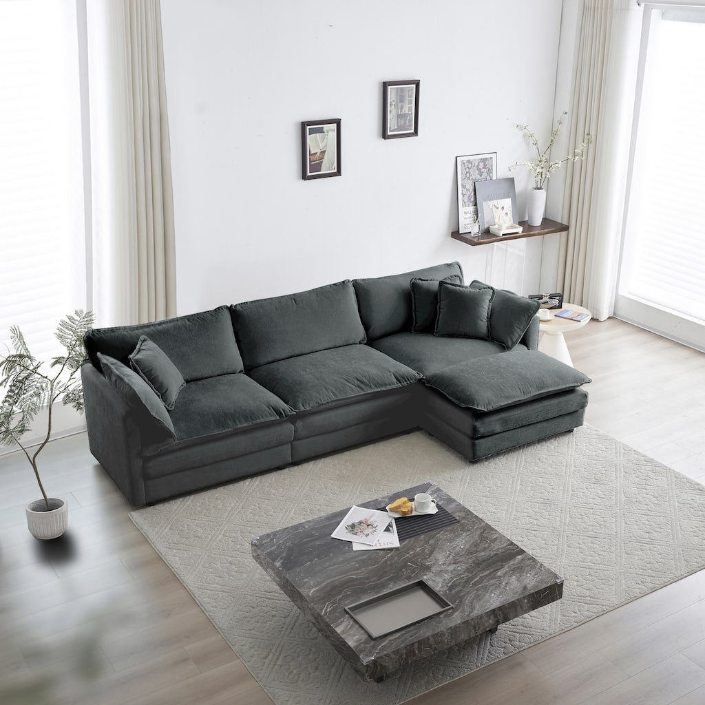 Free Combination Modular L-Shaped Sectional Sofa with Reversible Ottoman