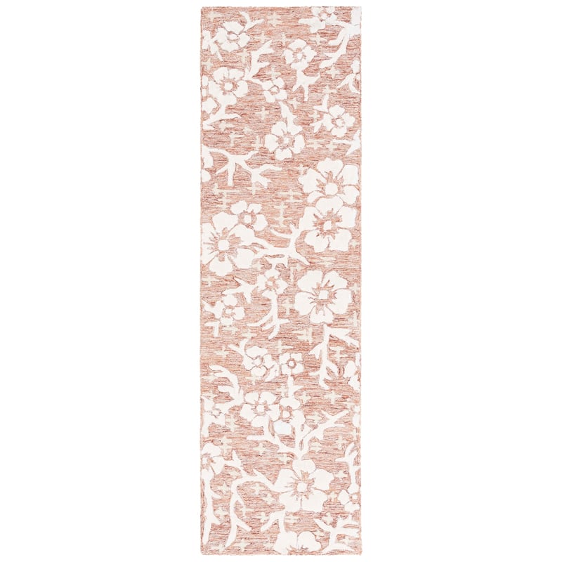 SAFAVIEH Handmade Glamour Zaruhi Modern & Contemporary Viscose Rug - 2'3" x 8' Runner - Rust/Ivory
