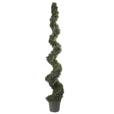 Spiral Silk Tree 6ft - Indoor Outdoor Decorative Accent Tree - Rococo Romance Design - 6ft.