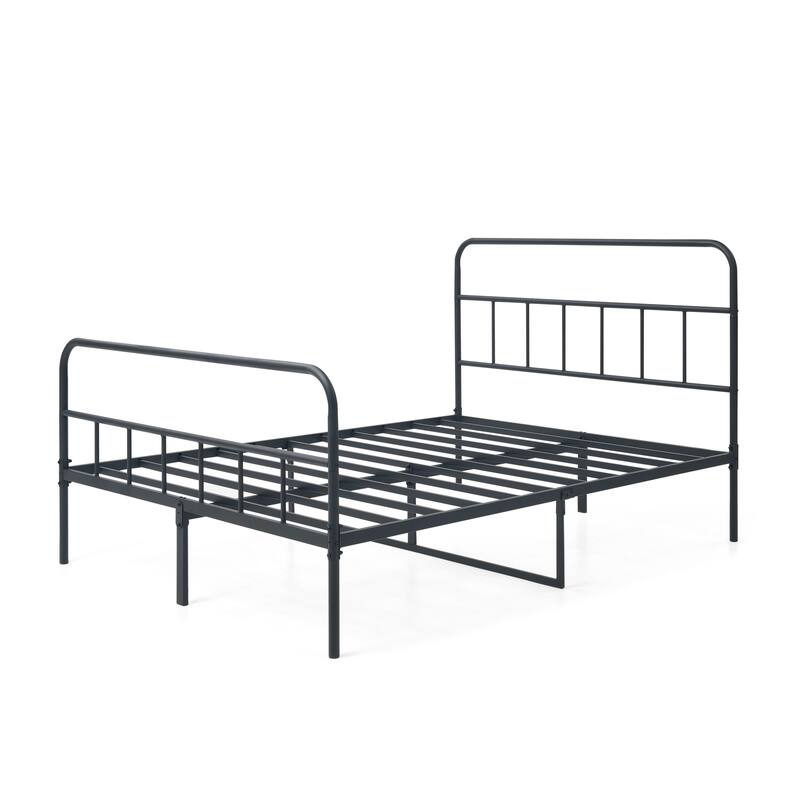 Vintage Metal Iron Platform Bed Frame with Center Support Legs Frame