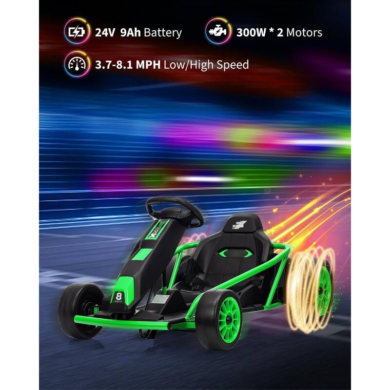 8MPH Fast Drifting Circling Car Ride On Go Kart for Kids Best Gift